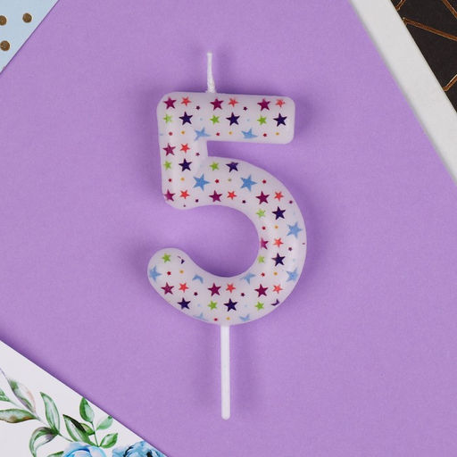 Свеча в торт цифра 5, звёздочки - Страна карнавалия фото 3