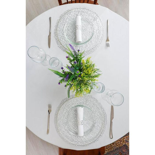 Набор салфеток сервировочных на стол Доляна Соломка, d=38 см, 4 шт, цвет серебряный  фото 20