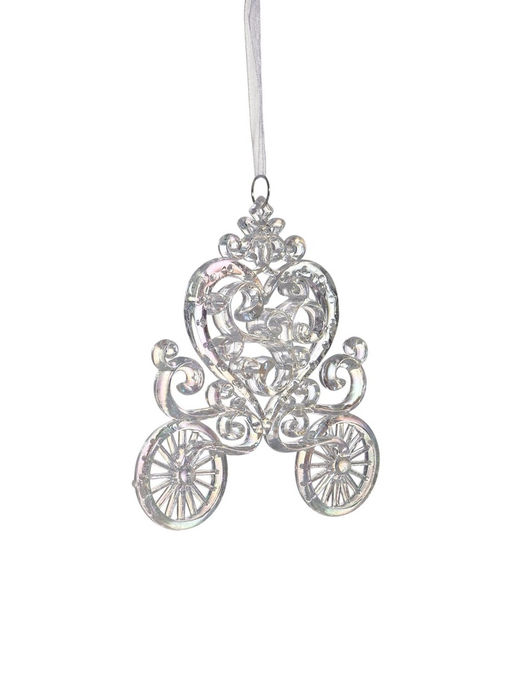 Цена за 2 шт. Ёлочная игрушка Зимнее волшебство. Карета, перелив 1111 см, прозрачный перелив  фото 11