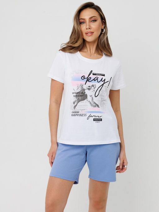 Костюм женский К-226 (кулирка/футер с лайкрой) Голубая