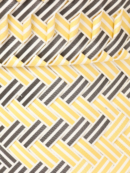 Сумка плетёная, 30×15×35 см, пластик, бежевая с чёрным