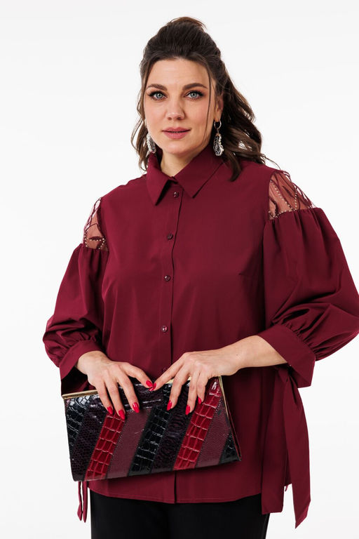 Блуза ANELLI 1238 рубиновое вино фото 6