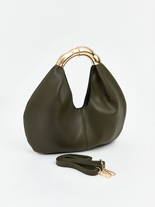 Metal Sapl? Deri G?r?n?ml? Kad?n Omuz ?antas?