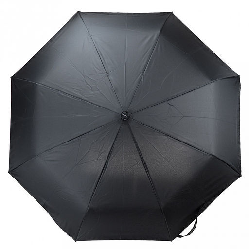 Зонт полуавтомат Моно плащевка, 8 лучей, д/купола 96см, 3 сложения, 30см в сложенном виде, механизм против ветра, обрезиненная ручка, черный, 345гр (Китай) - Домашняя мода фото 2
