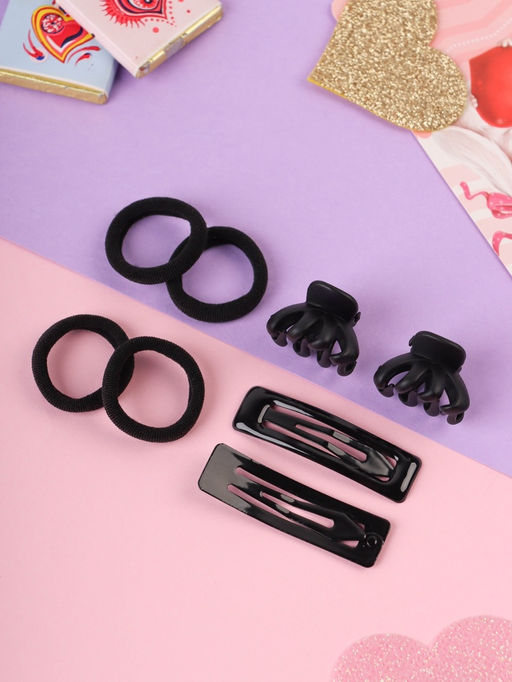 Цена за 11 шт. Набор для волос «Эстер»: 10 резинок, 2 см, 4 крабика 2 см, 2 заколки 5 см, зубья, чёрный