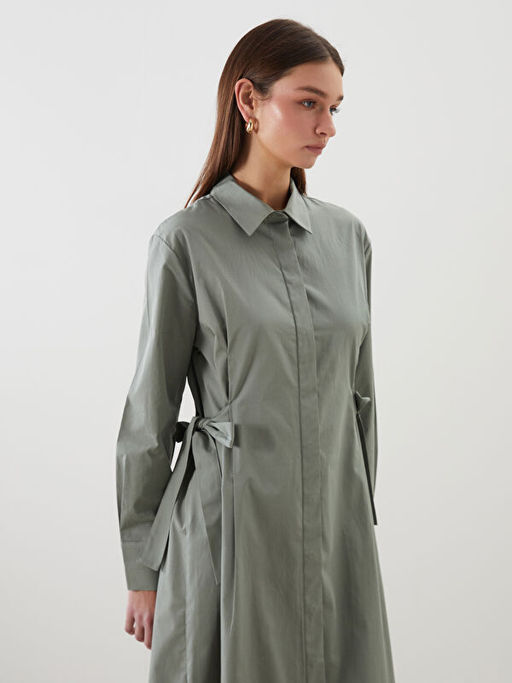 Beli Ba?lamal? Poplin G?mlek Elbise