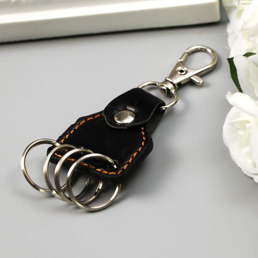 Цена за 12 шт. Кожаный брелок для ключей на карабине, (кожзам), 9.5×4×0.5 см, МИКС