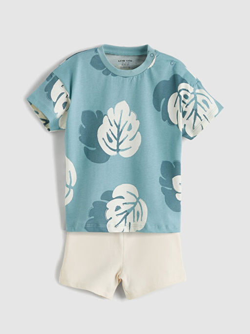 Bask?l? Erkek Bebek Ti??rt ve ?ort 2li