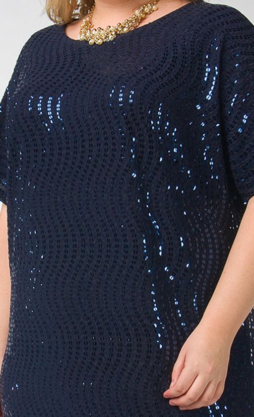 Роскошное женское платье свободного силуэта из трикотажа с пайетками - Ckc collections фото 4