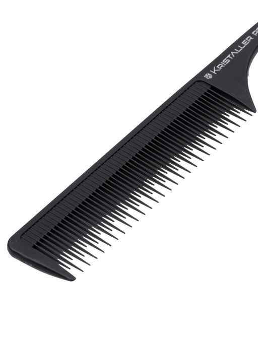 Kristaller Профессиональный гребень для волос с ручкой 8612, карбон, черный, 24 см фото 4