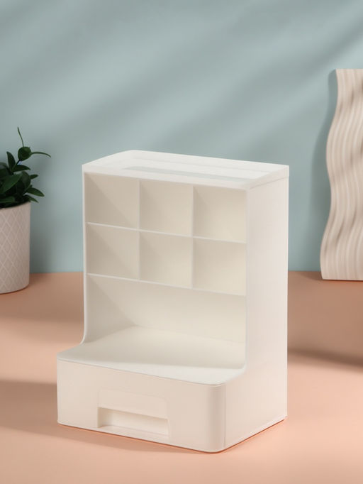 Органайзер для хранения косметики, 6 секций, 1 ящик, 24×14×18 см, белый