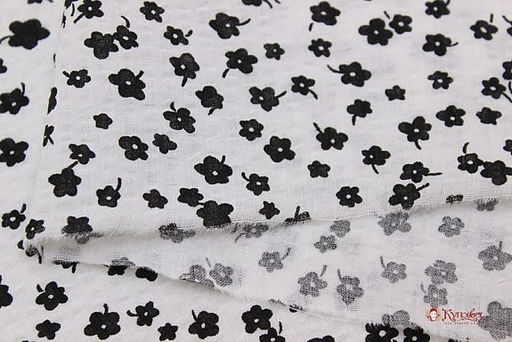Импорт.хлопок Жатка Цветочная легкость (черные цветочки), СОРТ2, ш.1.30м, хлопок-100%, 80гр/м.кв - Купава фото 2