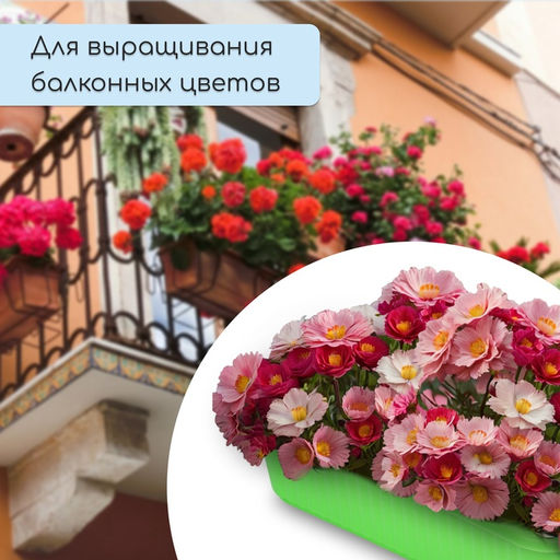 Цена за 2 шт. Ящик для цветов, 28.5×15.5×8.5 см, 2.5 л, пластик, зелёный, Greengo