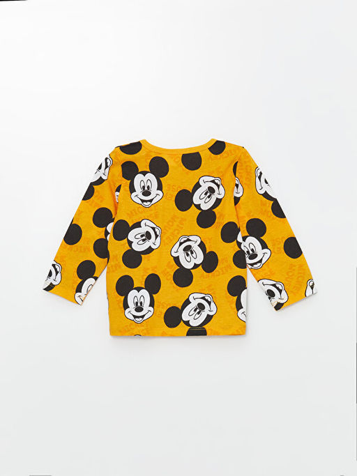 Bisiklet Yaka Uzun Kollu Mickey Mouse Bask?l? Erkek Bebek Pijama ?st - Waikiki фото 2