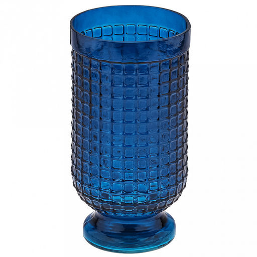 Ваза для цветов стеклянная "Маркуль-3" 1,25л, д11см, h21,5см, малая, текстурная, "Скандик", лазурный (Россия)