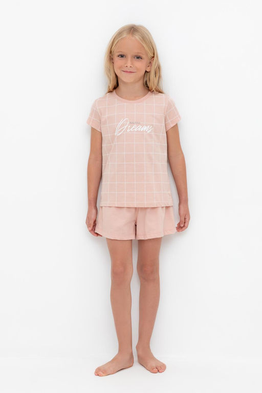 К 1642/дымчатая роза,двойная клетка пижама дет