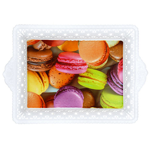 Домашняя мода Поднос 23,5х35,5х3,5см, с ручками, фотопечать, пластм., цвета микс (Китай)  фото 2