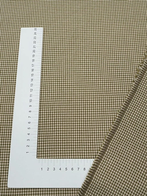 Пестрядь Мелкая бежевая клетка цв.хаки, ш.1.45м, хлопок-100%, 145гр/м.кв - Купава фото 4