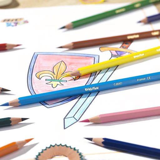 Карандаши цветные 12 цветов BIC Kids Evolution ECOlutions, детские, ударопрочные, пластиковые