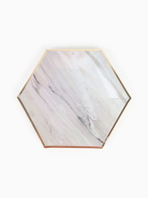 Посуда одноразовая бумажная на 20 персон, 40 предметов, мрамор белый