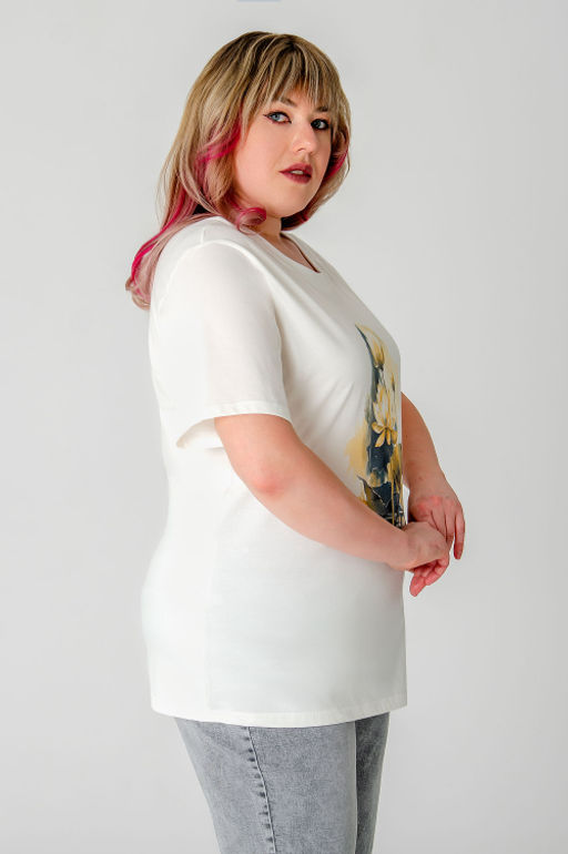 Арт. 3-1149 Футболка женская 50-58 (5 шт) Цвет:молочный - Калинка фото 5