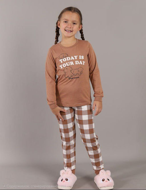 CRB wear / CWKG 50221-33K Пижама для девочки (джемпер, брюки), Латте/ex. Cherubino  фото 2