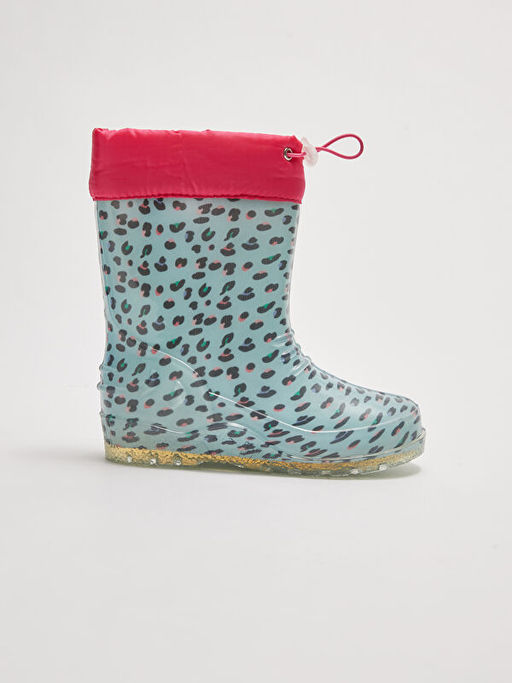 Bask?l? Elastik Ba?c?kl? K?z ?ocuk Ya?mur Botu - Waikiki фото 2