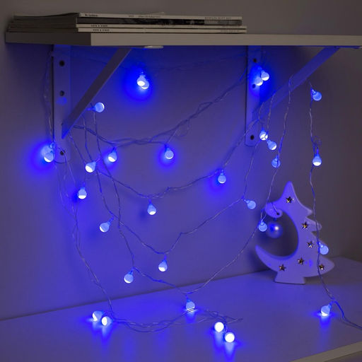 Гирлянда Нить 5 м с насадками Шарики синие, IP20, прозрачная нить, 30 LED, свечение синее, 8 режимов, 220 В - Luazon lighting фото 5