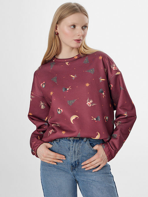 Теплый свитшот женский Mark Formelle x Ольга Бузова бордовый фото 7