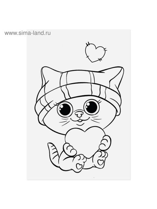 Цена за 10 шт. Наклейки детские «Котики», раскраска на обороте, 11×15.5 см