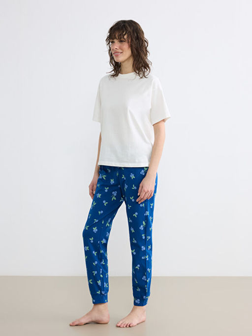 Kiraz Bask?l? Kad?n Jogger Pijama Alt?