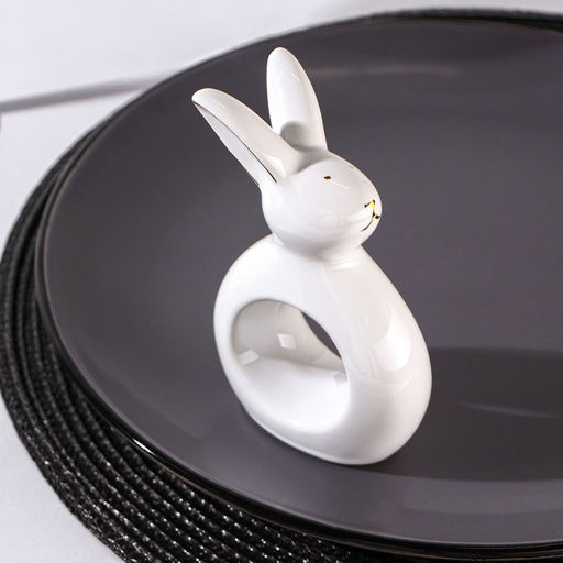 Кольцо для салфеток Зайка в золотом, 7,53,511,5 см, цвет белый - Доляна фото 2