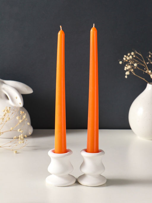 Набор свечей античных, 2.3×24.5 см, 5 ч, 55 г, 2 шт., оранжевый