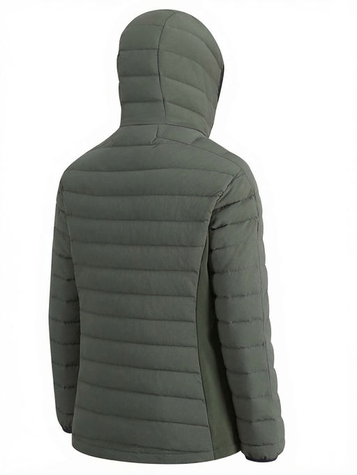 Куртка женская гибридная стёганая с капюшоном с графеновой подкладкой цвета хаки 9622_1Kh