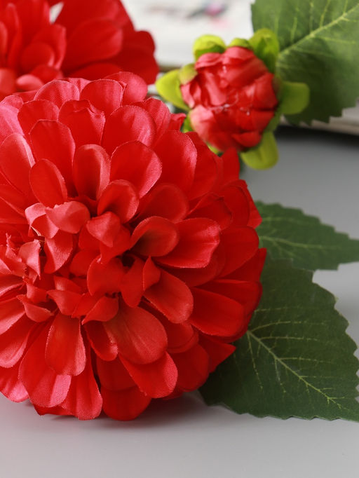 Цветы искусственные "Хризантема Бранхил черри" d-9 см 49 см, красный