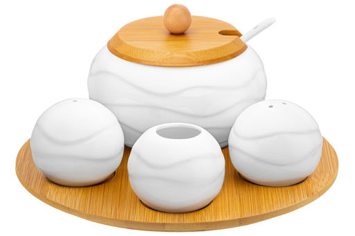 Набор 4 пр. 20,5*20,5*10 см Айсберг волны- Сахарница+Вазочка п/зубоч. и набор д/спец.2 пр.на бам.п - Elan gallery фото 20