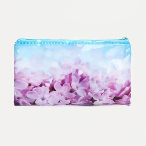 Цена за 3 шт. Косметичка - пенал на молнии, средний размер, с цветочным рисунком, голубая, сиреневая - Simaland фото 2