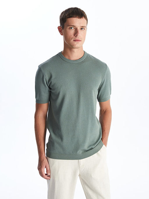 Bisiklet Yaka K?sa Kollu Erkek Triko Kazak