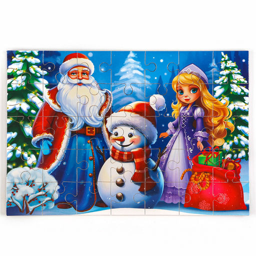 Пазл для детей магнитный деревянный Новый год! Дед Мороз, 21?15 см, 35 элементов - Лесная мастерская фото 3