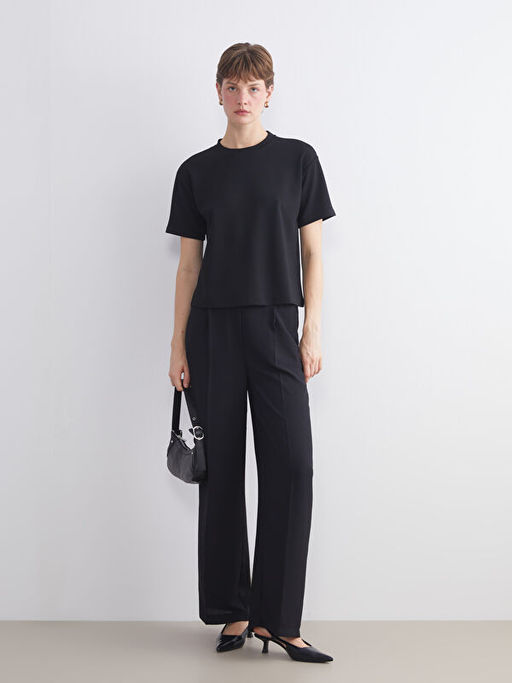 Beli Lastikli Geni? Pa?a Kad?n Pileli Pantolon