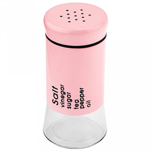 Банка для специй (перечница/солонка) стеклянная В юбке 150мл д5,5см h11,1см, диаметр горла - 3,4см, в цветной металлической оплетке, винтовая комбинированная крышка мет/окраш-пластик, цвета в ассортименте: белый, красный, черный, розовый, синий (Ки - Домашняя мода фото 4