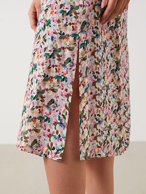 Beli Lastikli Y?rtma?l? ?i?ekli Etek