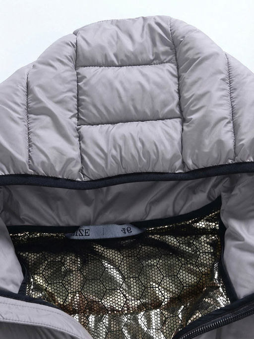 Куртка женская гибридная стёганая с капюшоном с графеновой подкладкой серого цвета 9630_1Sr