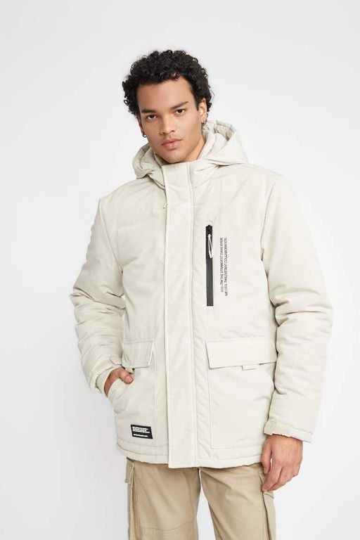 Водоотталкивающее пальто обычного кроя с капюшоном - Defacto фото 6