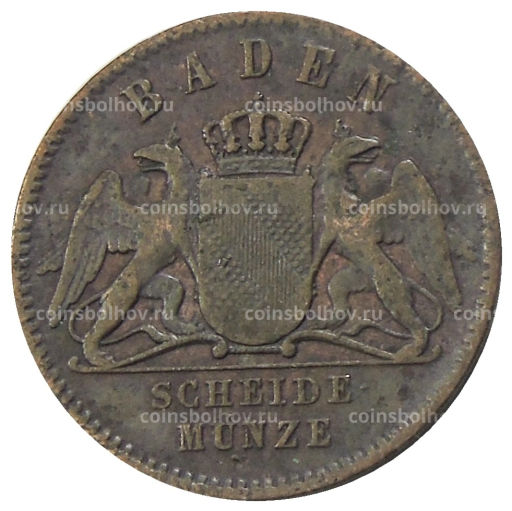 Монета 1 крейцер 1860 года Германские государства Баден