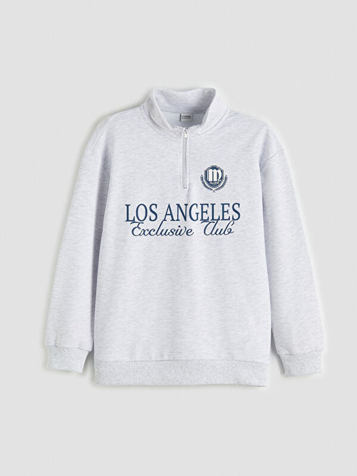 Los Angeles Bask?l? Dik Yaka Erkek ?ocuk Sweatshirt