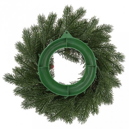 Декоративный венок "Елка с ягодой" д29см, пластик, зеленый патина (Россия)