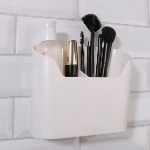 Цена за 3 шт. Органайзер настенный, 2 секции, с клеевой основой, 16.7×6.9 см, белый