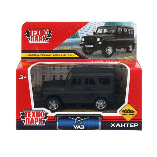 Машина металл UAZ Хантер 10,5 см, (матовый черный) инерц, в коробке