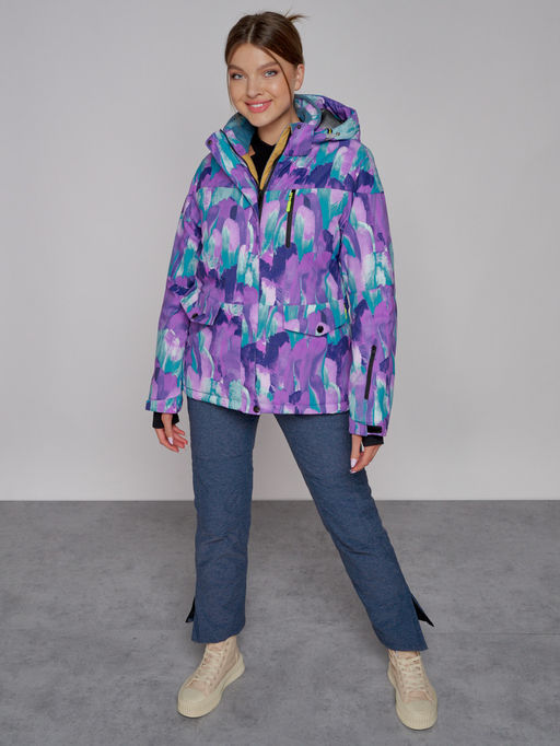 Горнолыжная куртка женская зимняя фиолетового цвета 2302-2F - Chunmai фото 5